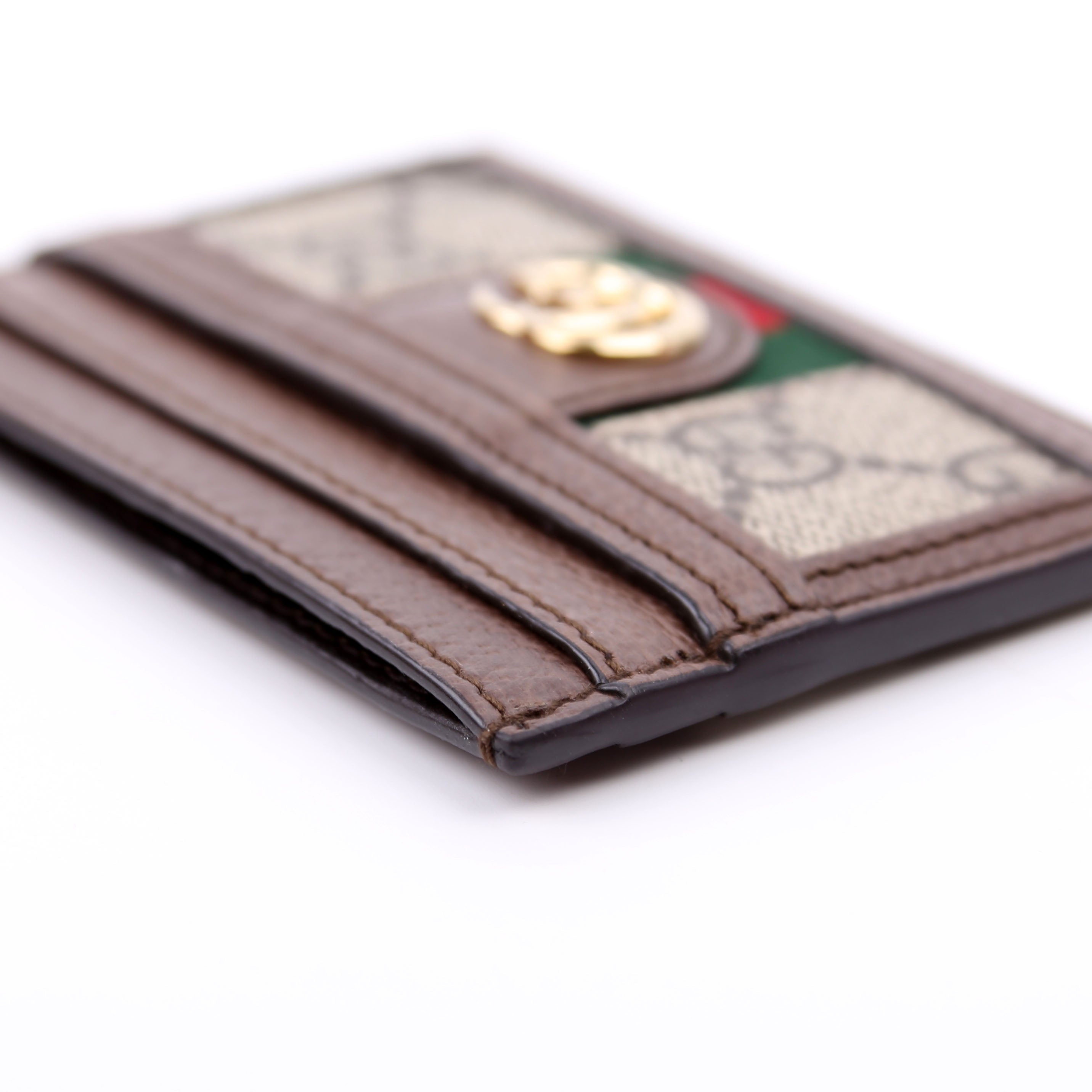 523159 Ophidia GG Card Case Brown