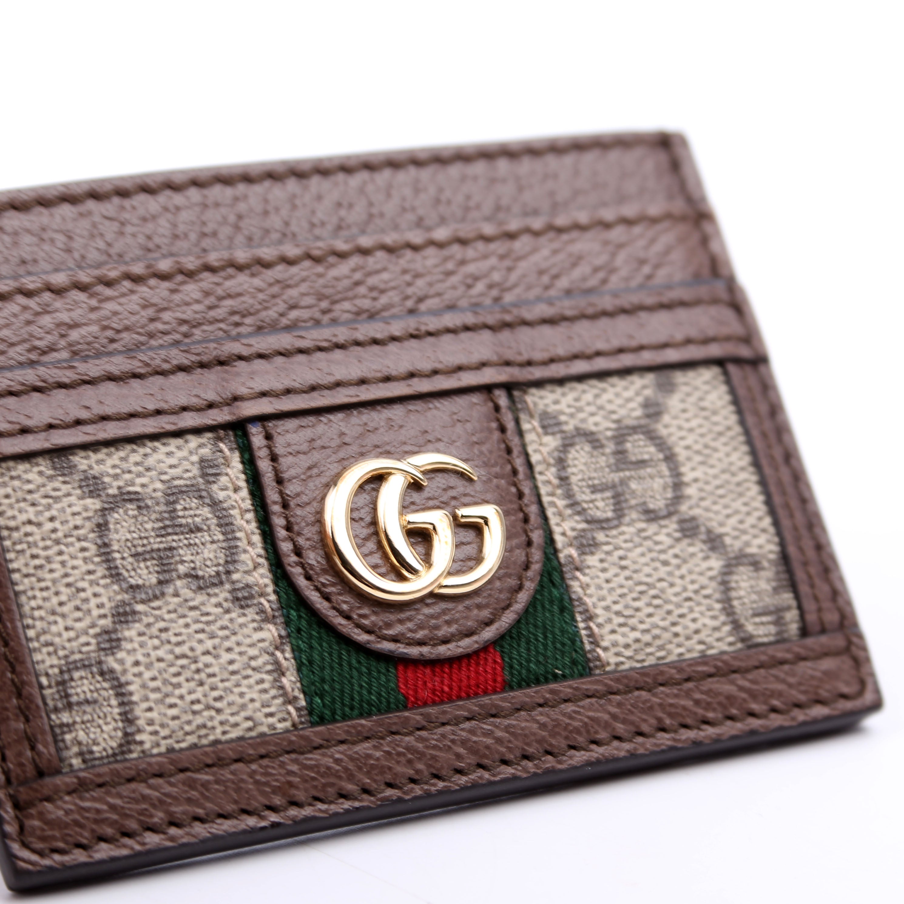 523159 Ophidia GG Card Case Brown