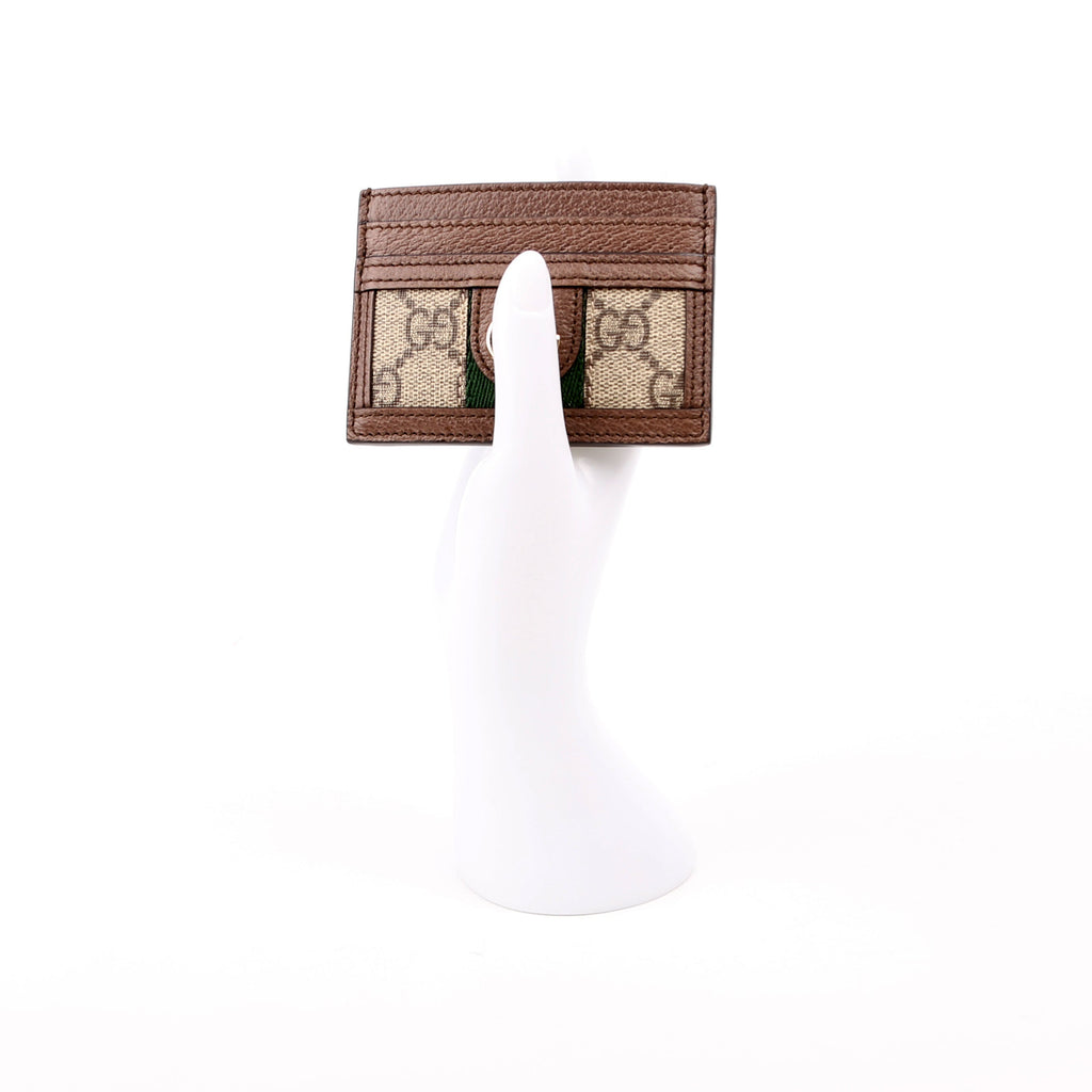 523159 Ophidia GG Card Case Brown