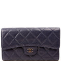 Classic Flap Wallet Long Caviar Navy