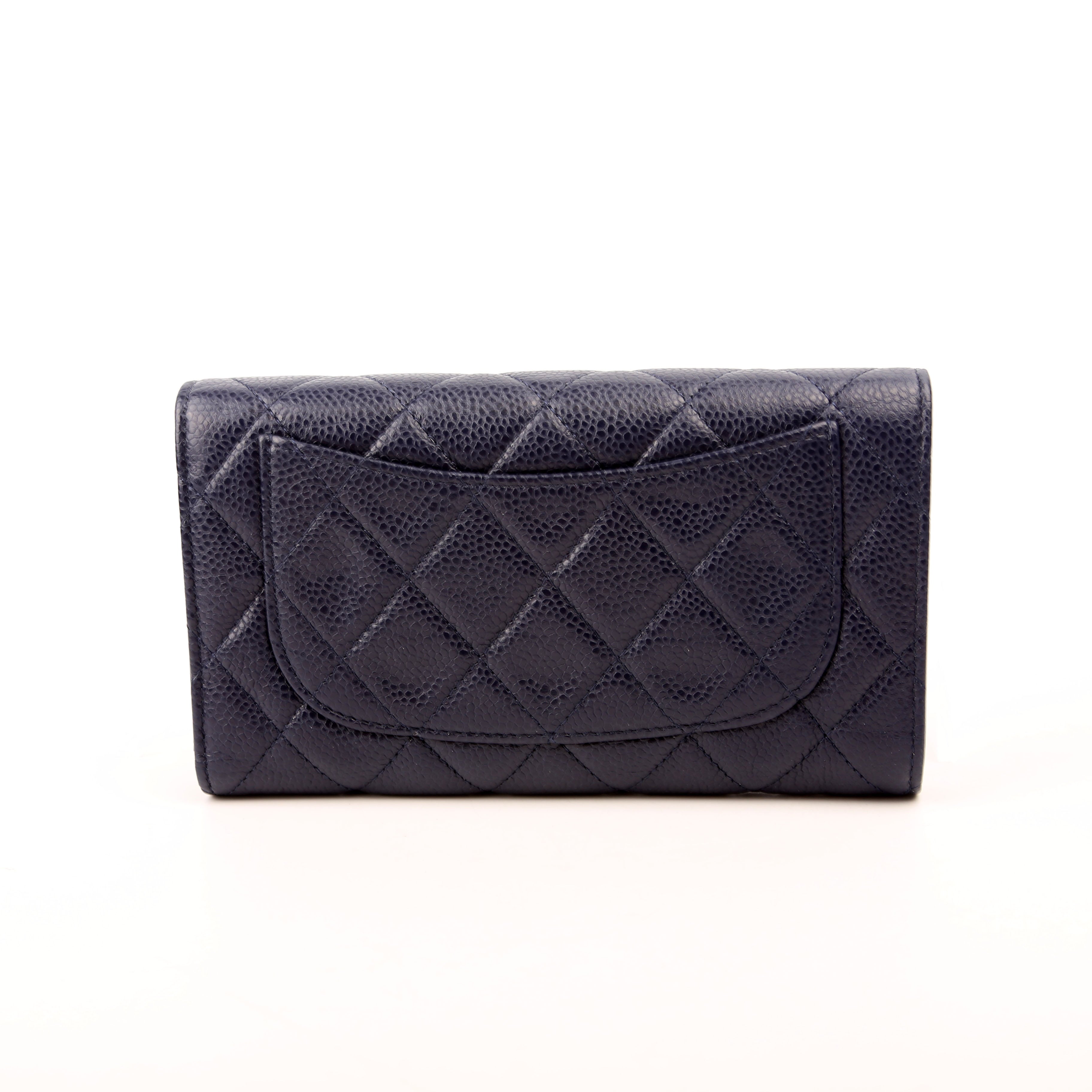 Classic Flap Wallet Long Caviar Navy
