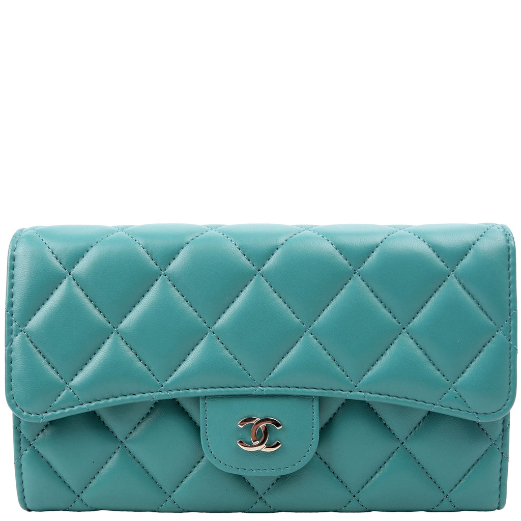 Classic Flap Wallet Long Lambskin Teal