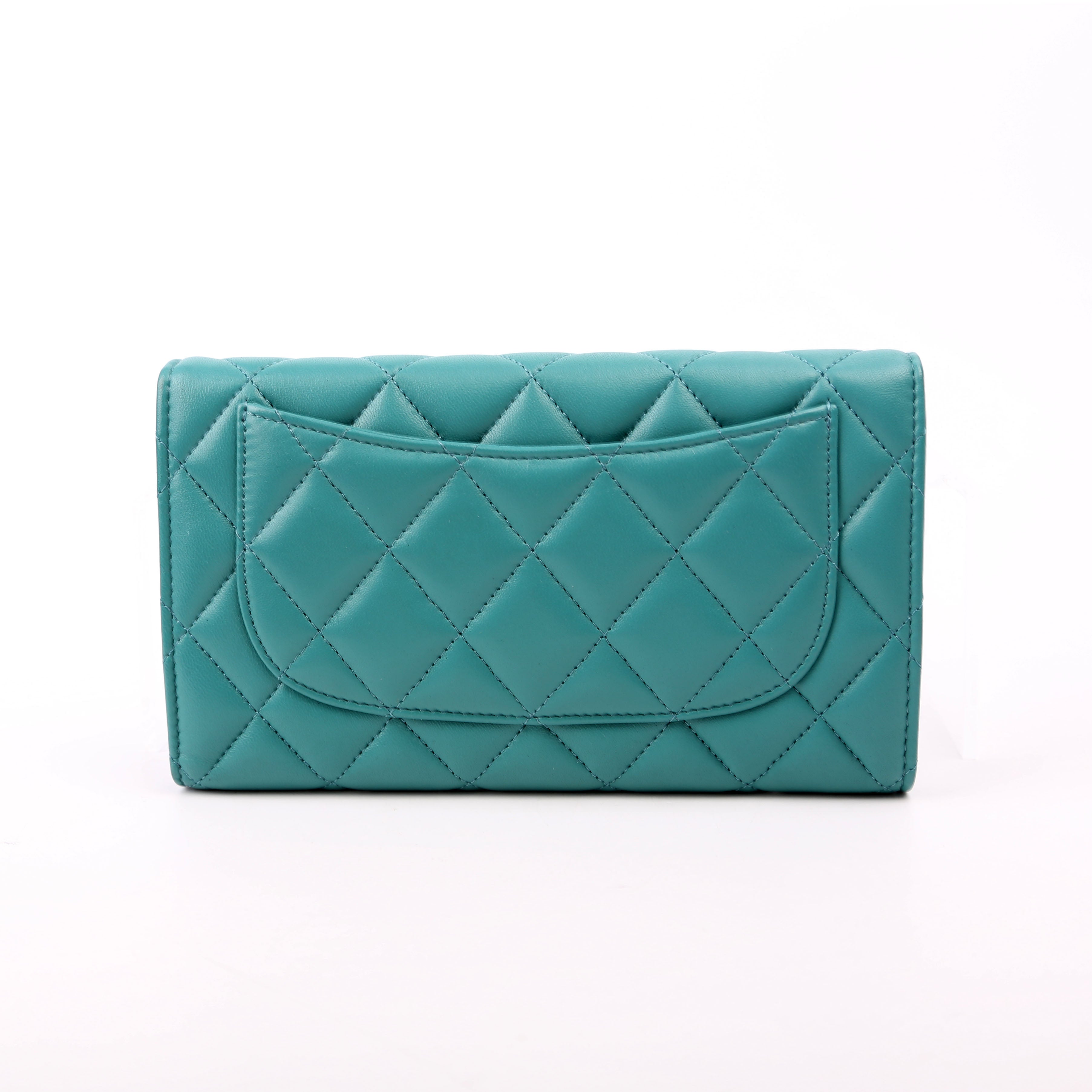 Classic Flap Wallet Long Lambskin Teal