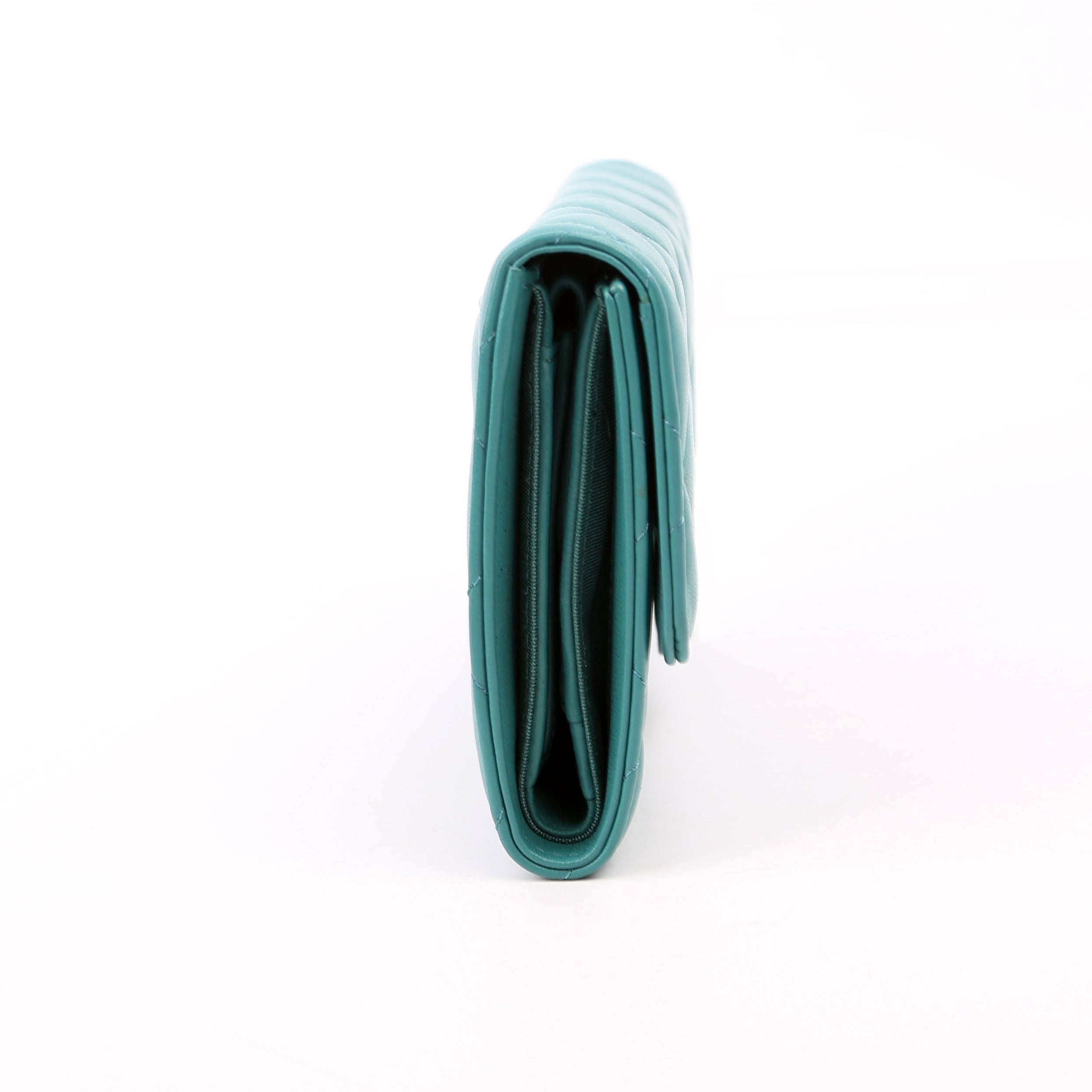 Classic Flap Wallet Long Lambskin Teal