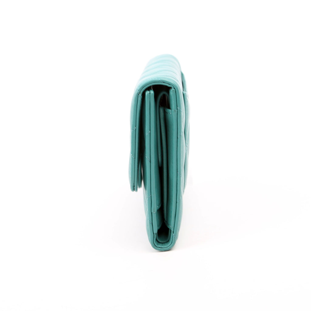 Classic Flap Wallet Long Lambskin Teal
