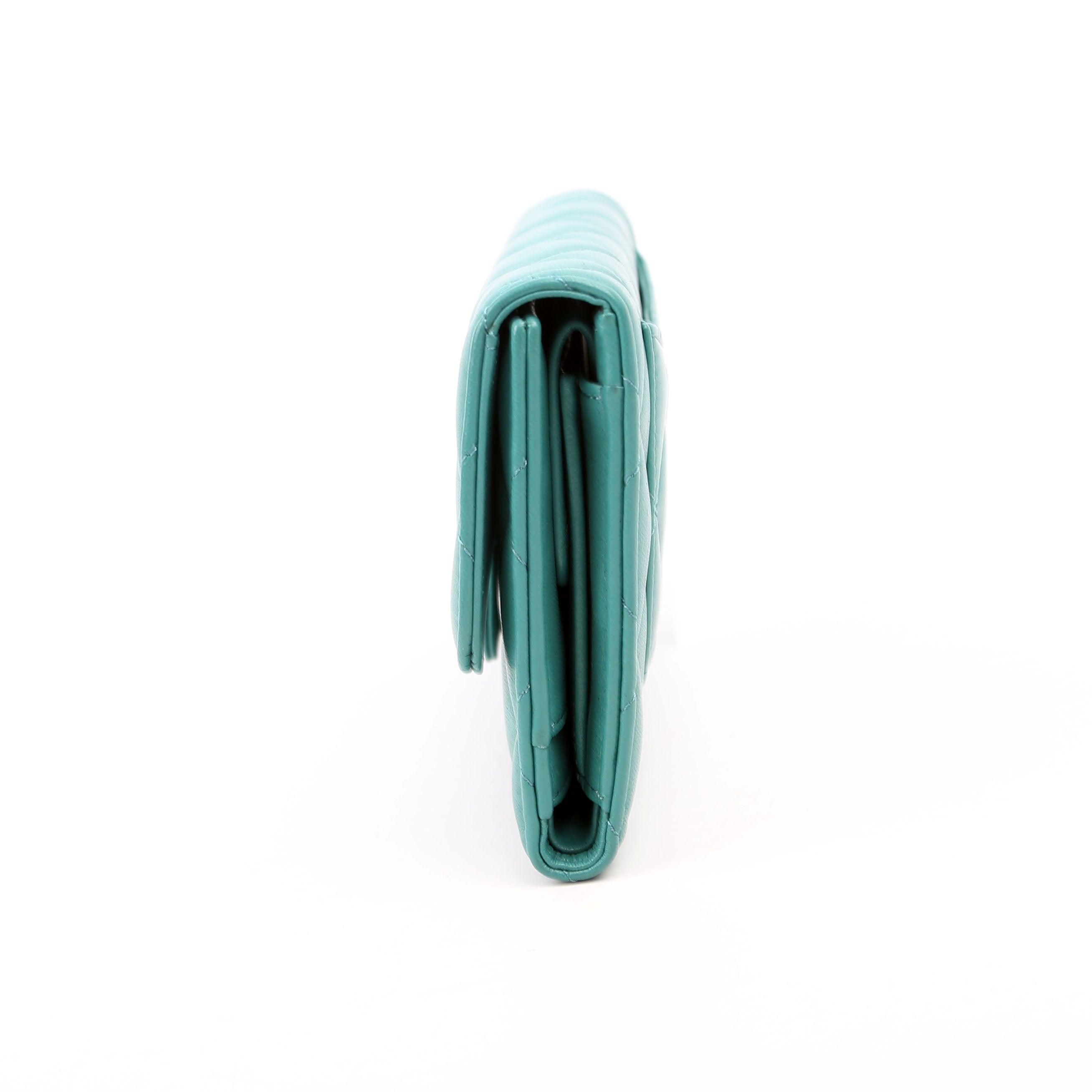 Classic Flap Wallet Long Lambskin Teal