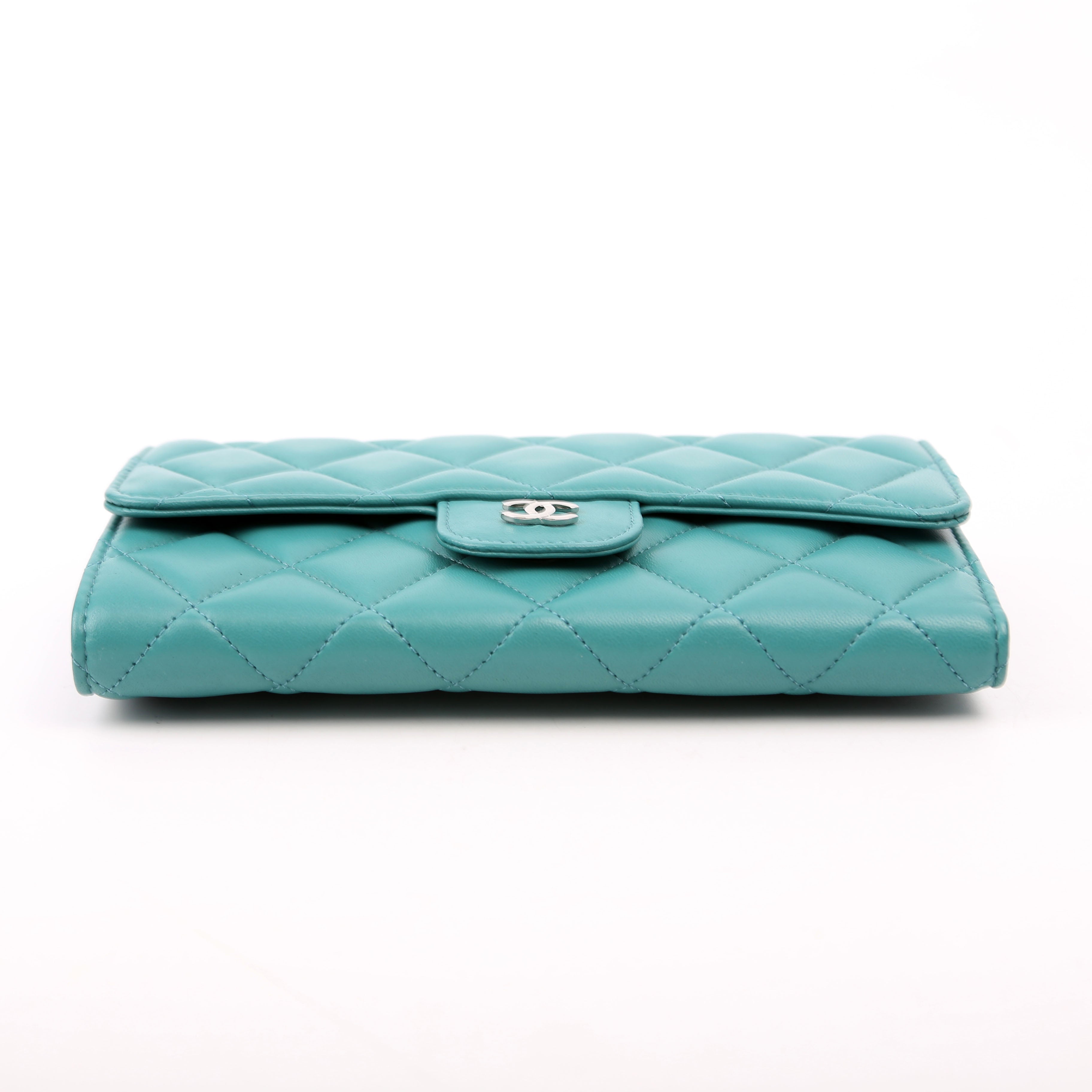 Classic Flap Wallet Long Lambskin Teal