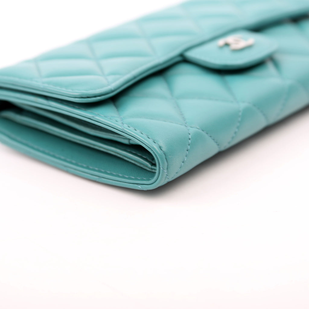 Classic Flap Wallet Long Lambskin Teal