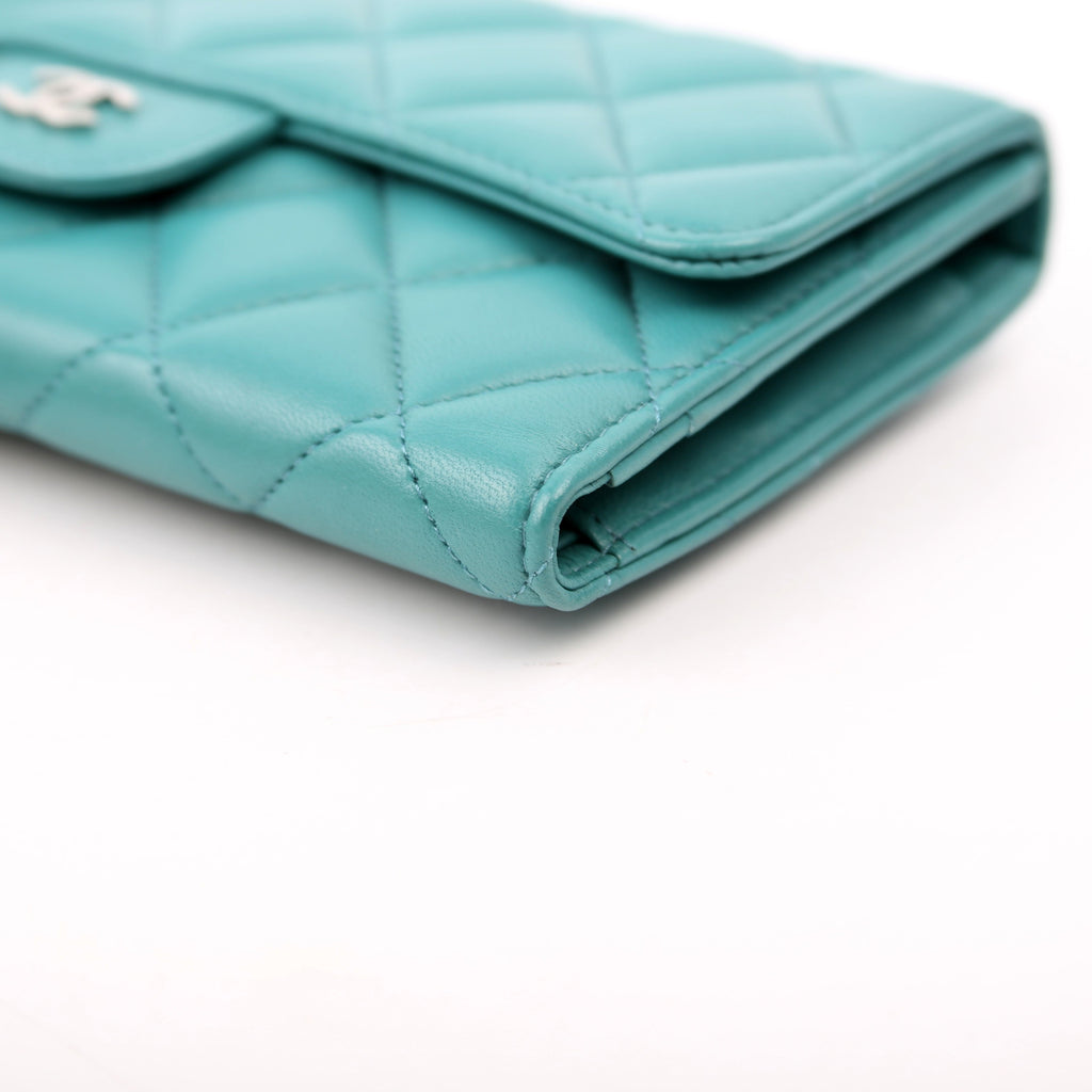 Classic Flap Wallet Long Lambskin Teal