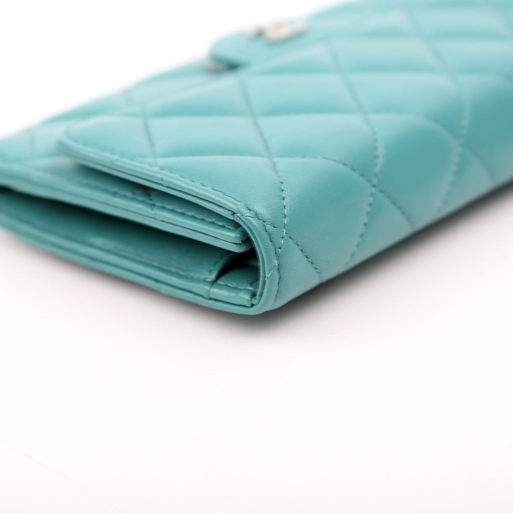 Classic Flap Wallet Long Lambskin Teal