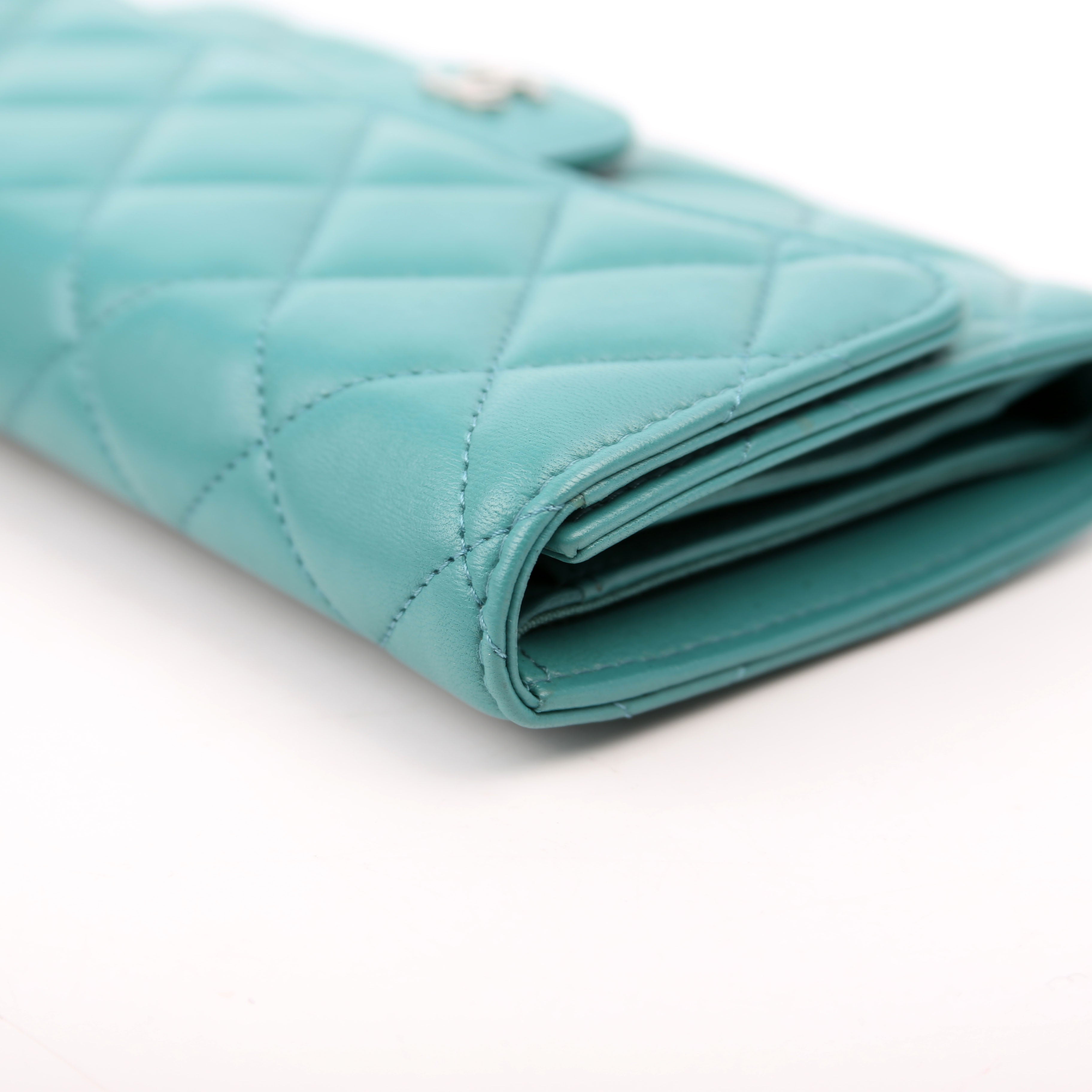 Classic Flap Wallet Long Lambskin Teal