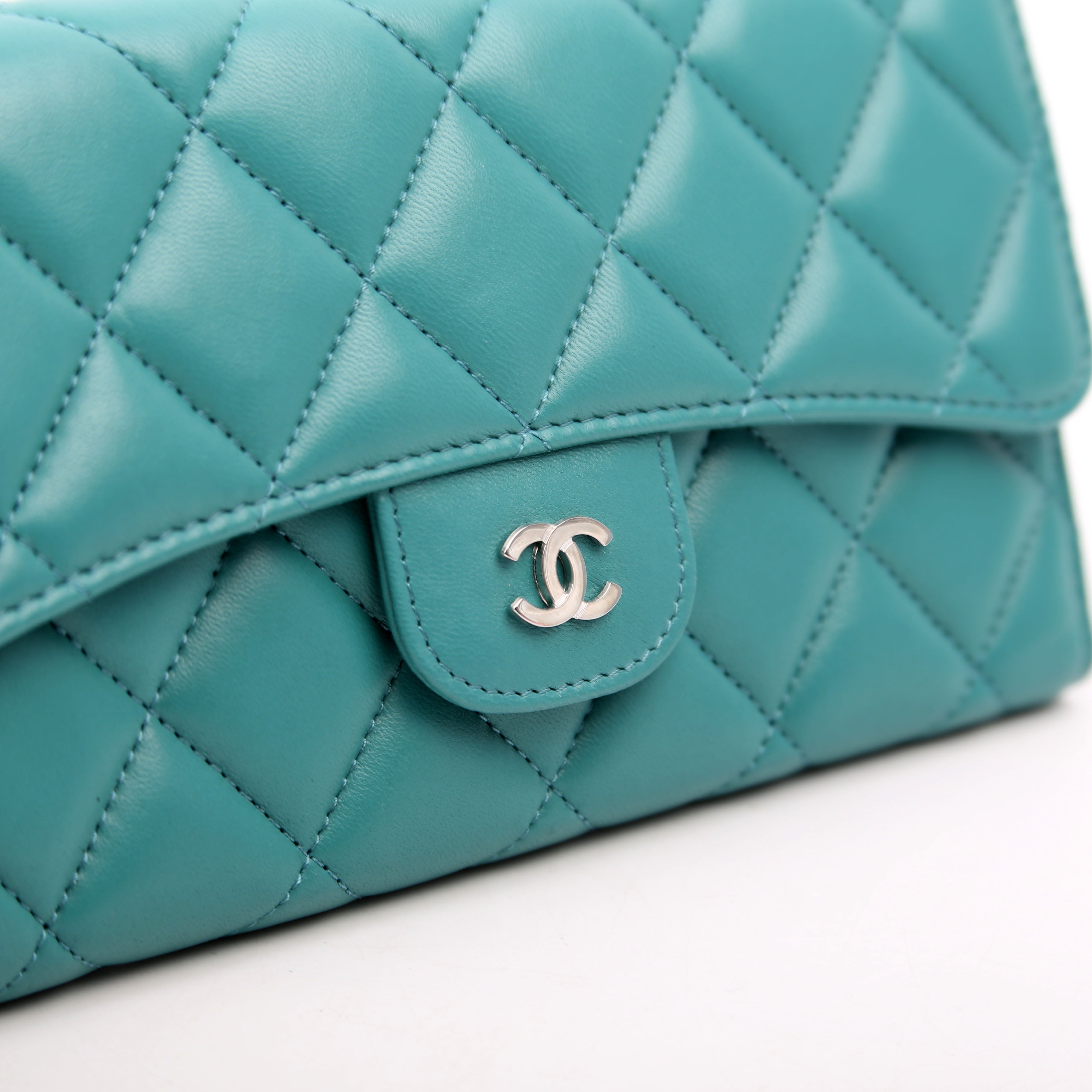 Classic Flap Wallet Long Lambskin Teal