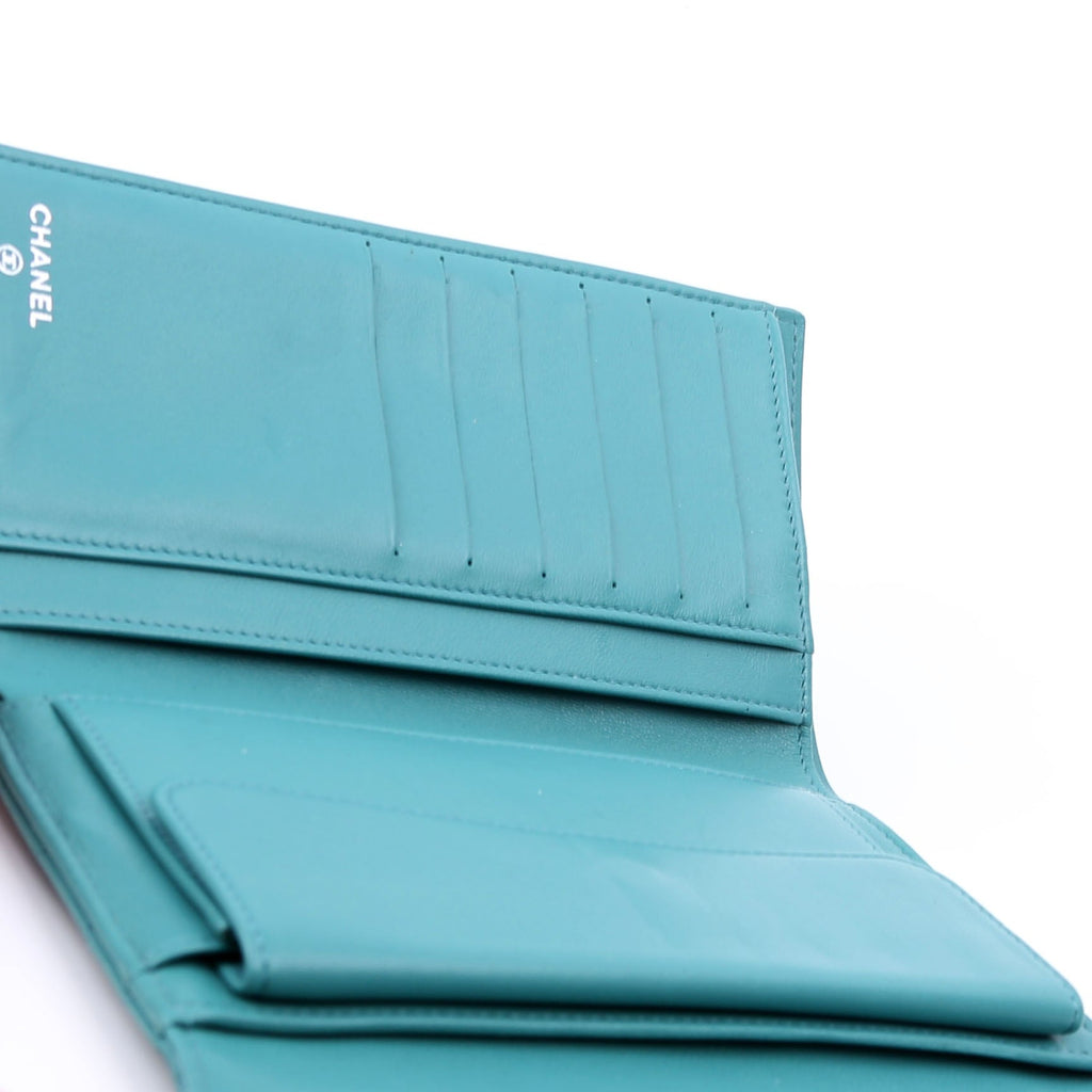 Classic Flap Wallet Long Lambskin Teal