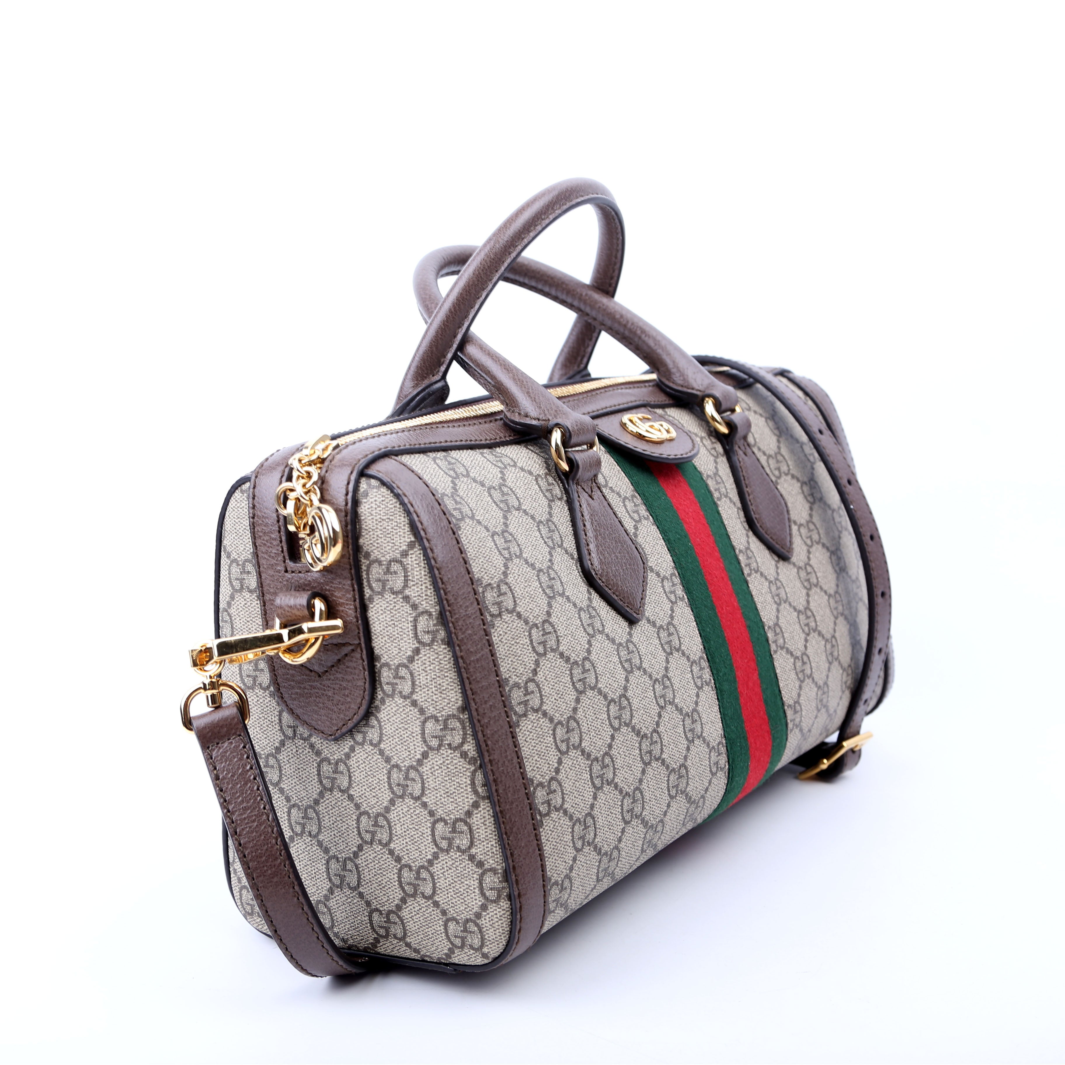 Gucci 524532 GG Supreme Ophidia Boston Medium Brown