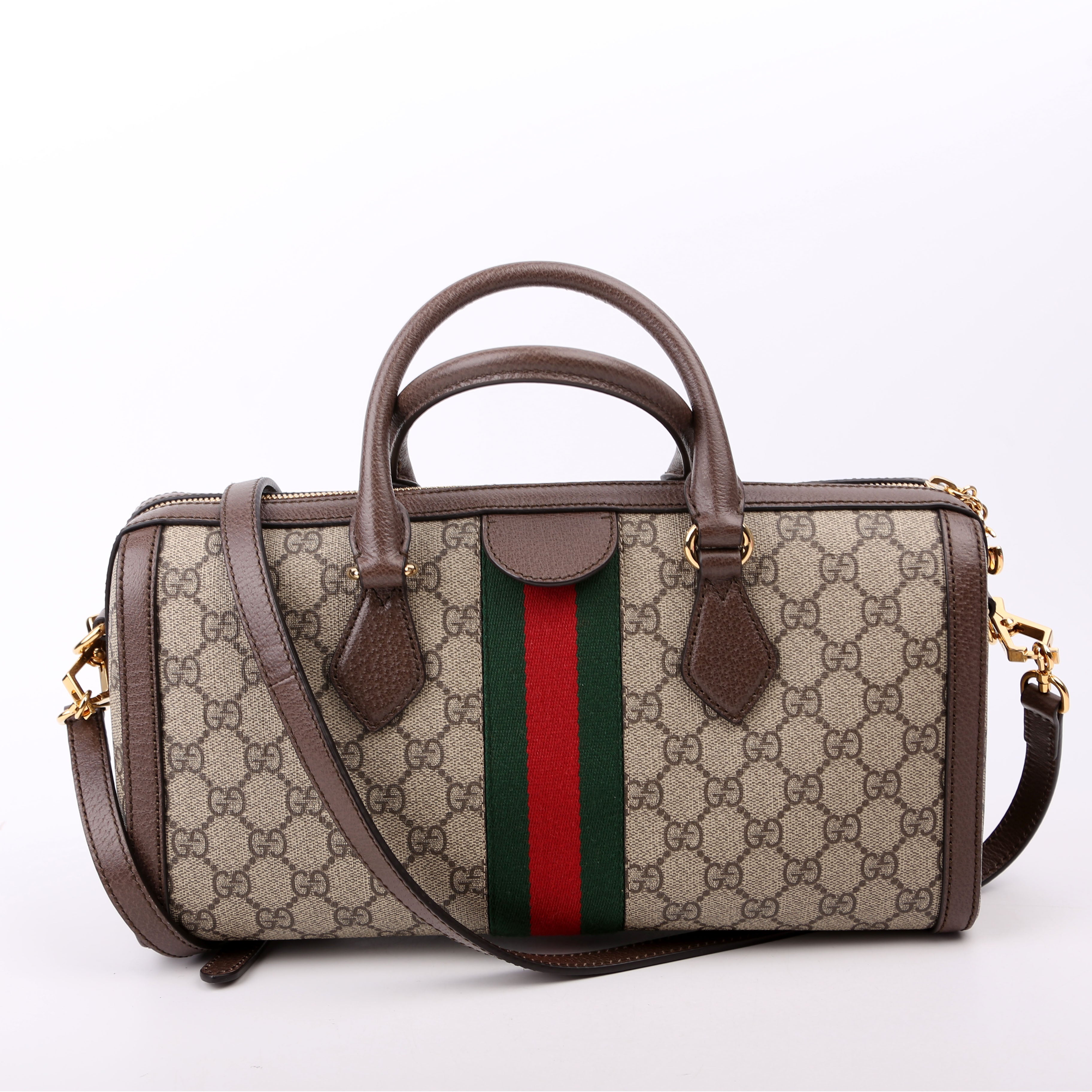 Gucci 524532 GG Supreme Ophidia Boston Medium Brown