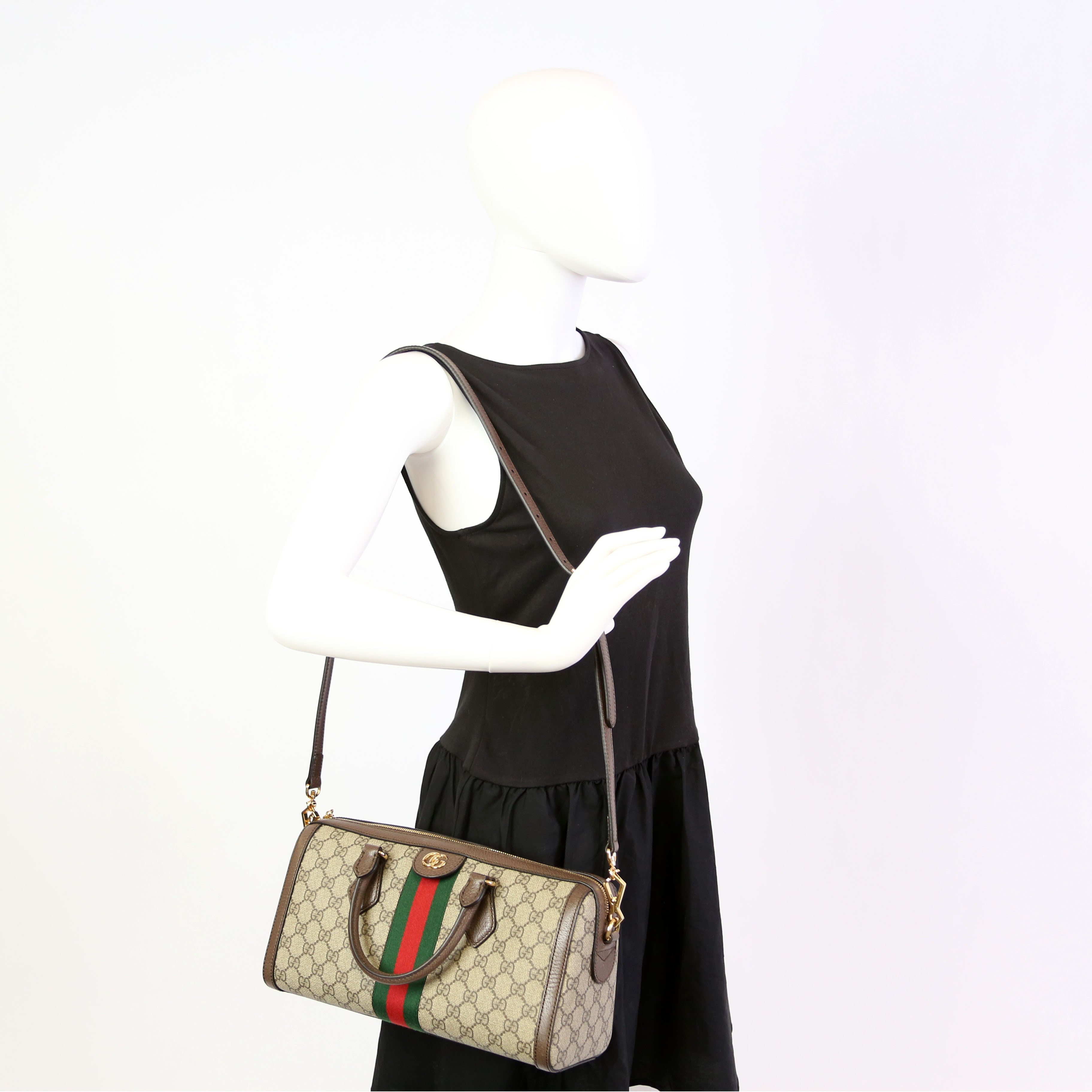 Gucci 524532 GG Supreme Ophidia Boston Medium Brown