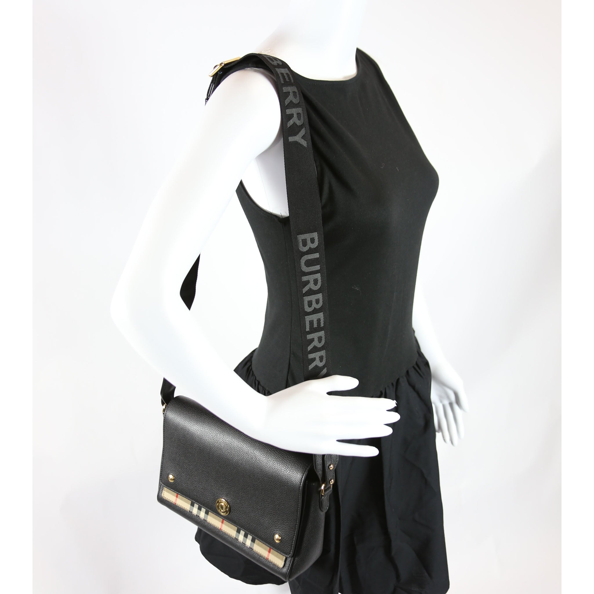 Vintage Check Note Crossbody Bag Black