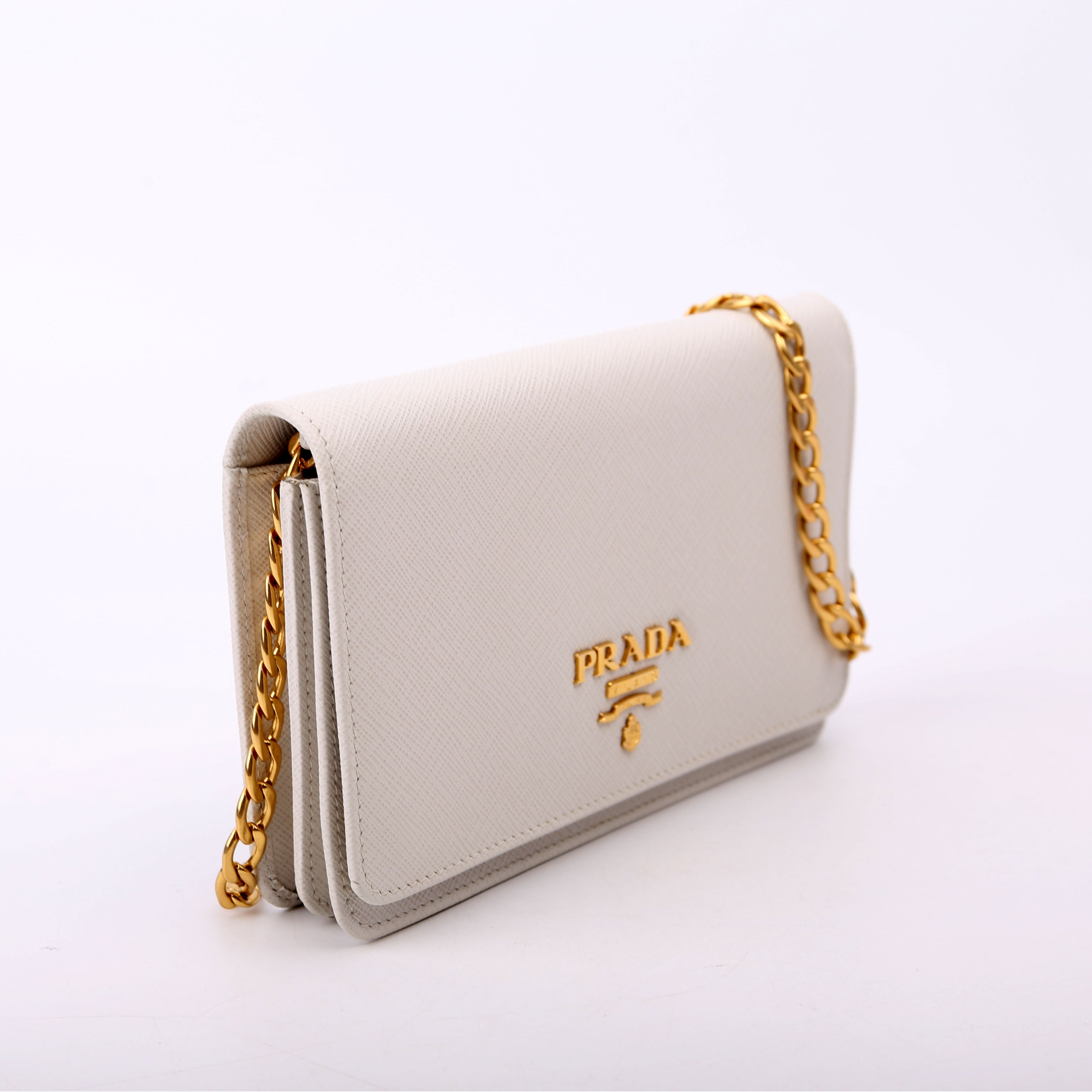 Saffiano Lux Mini Chain Bag Gray