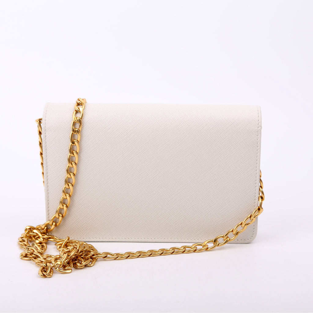 Saffiano Lux Mini Chain Bag Gray