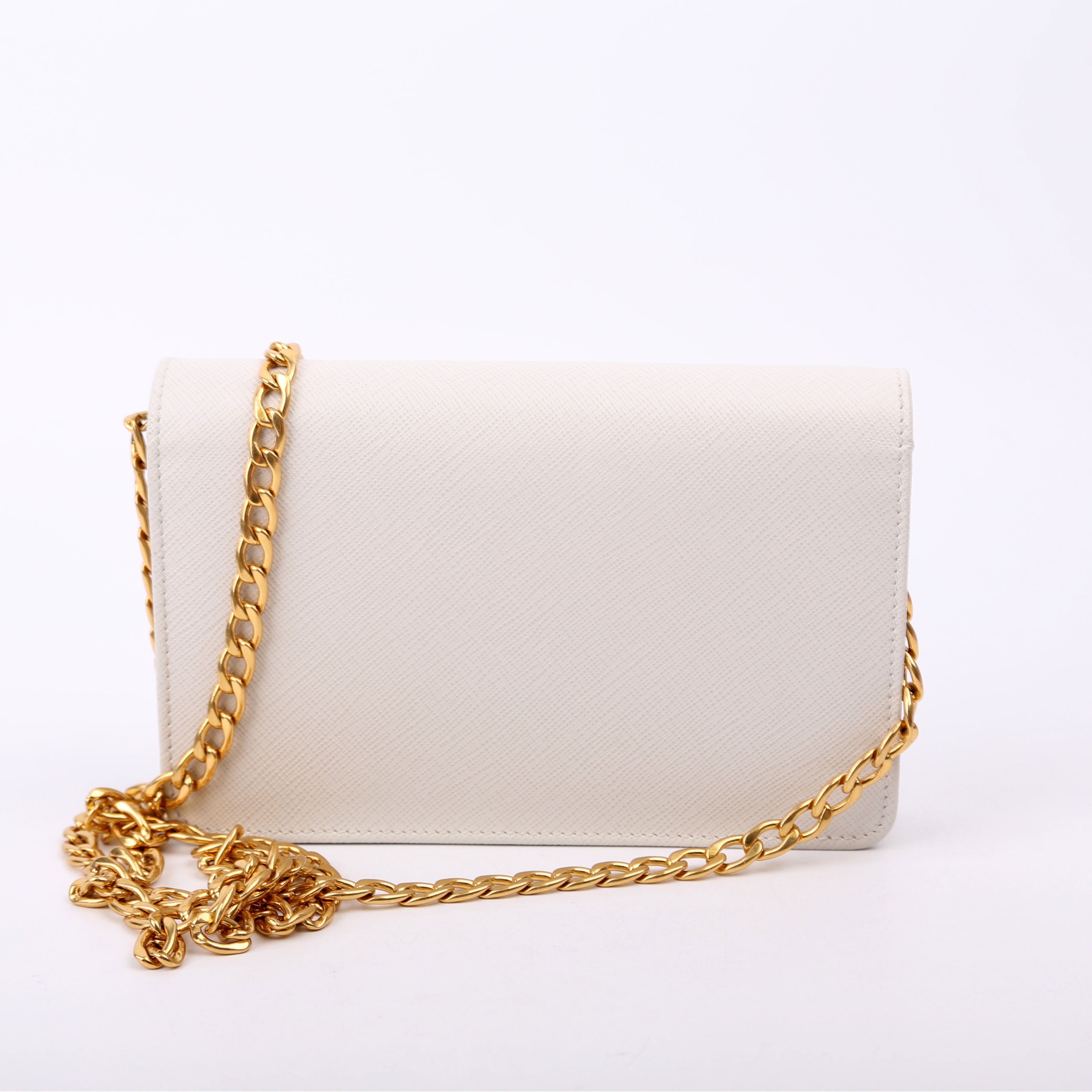 Saffiano Lux Mini Chain Bag Gray