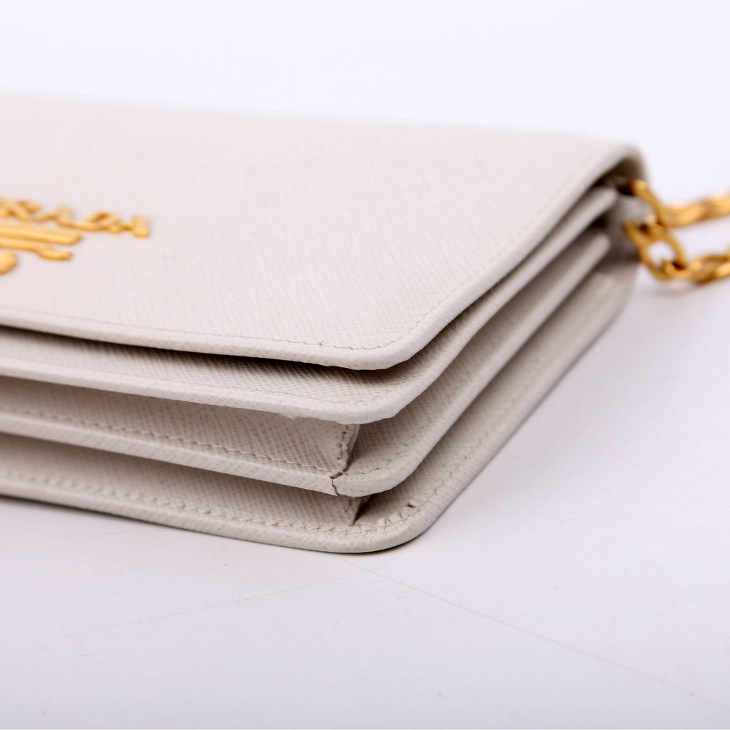 Saffiano Lux Mini Chain Bag Gray