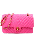 Classic Flap Medium Chevron Lambskin 21M Pink