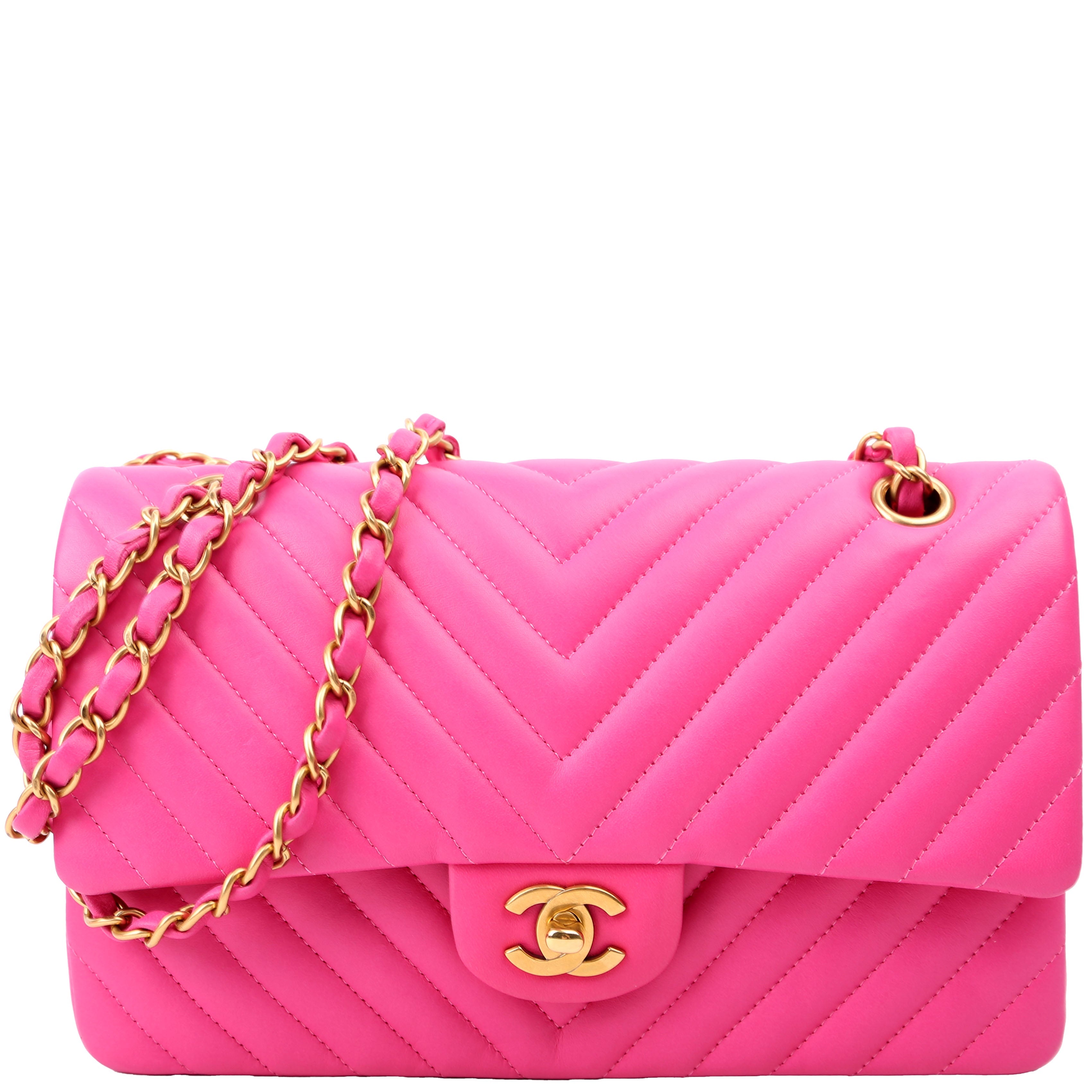Classic Flap Medium Chevron Lambskin 21M Pink