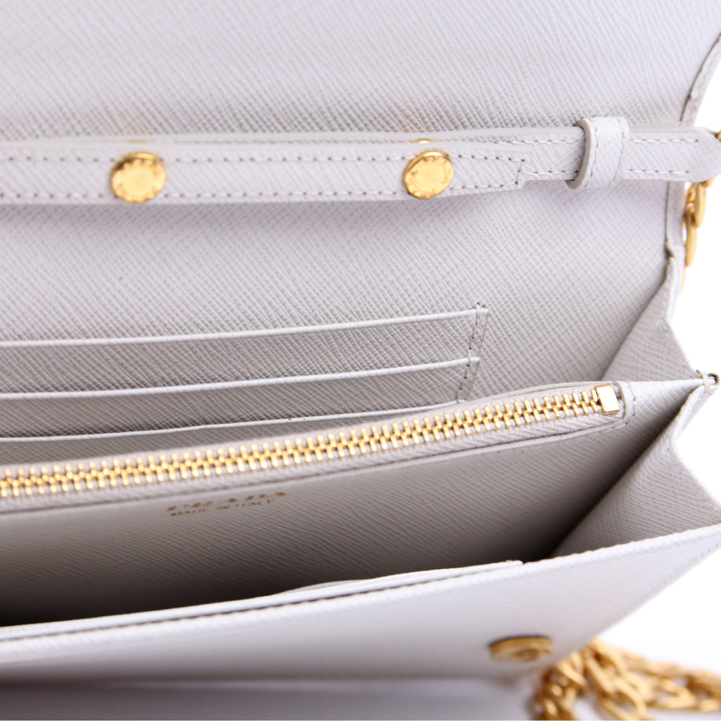 Saffiano Lux Mini Chain Bag Gray