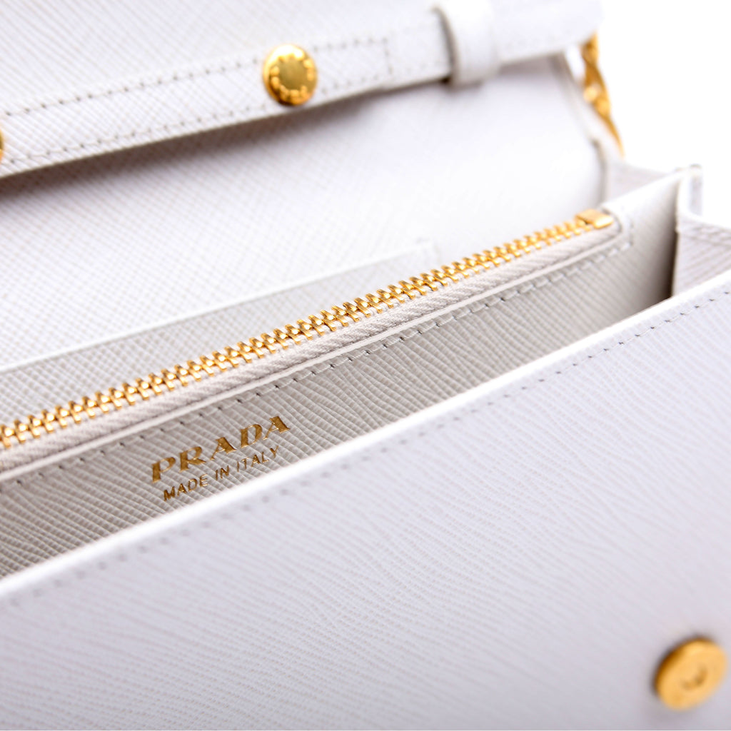 Saffiano Lux Mini Chain Bag Gray