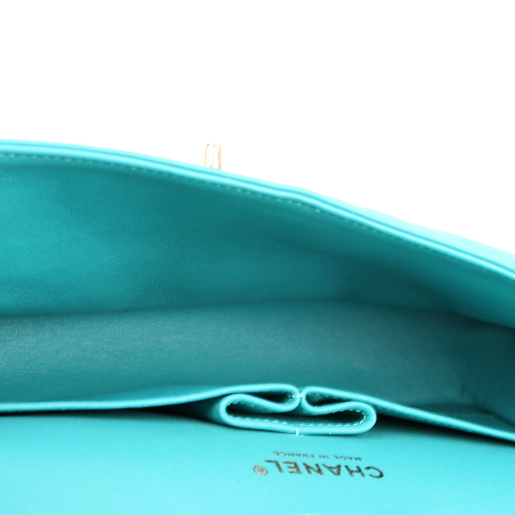 Classic Flap Medium Chevron Lambskin 23M Teal