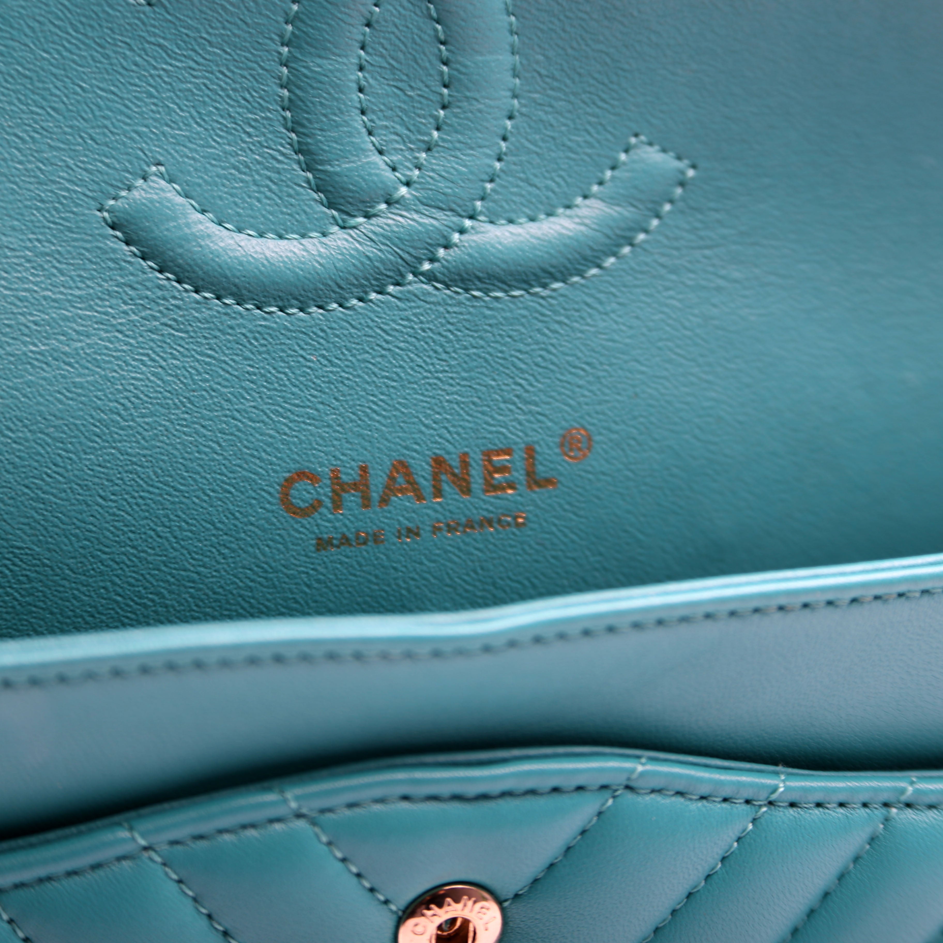 Classic Flap Medium Chevron Lambskin 23M Teal