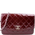 Classic Quilted Clutch Patent 18M Burgundy