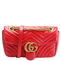 Gucci 443497 Marmont Leather Shoulder Small Flap Red