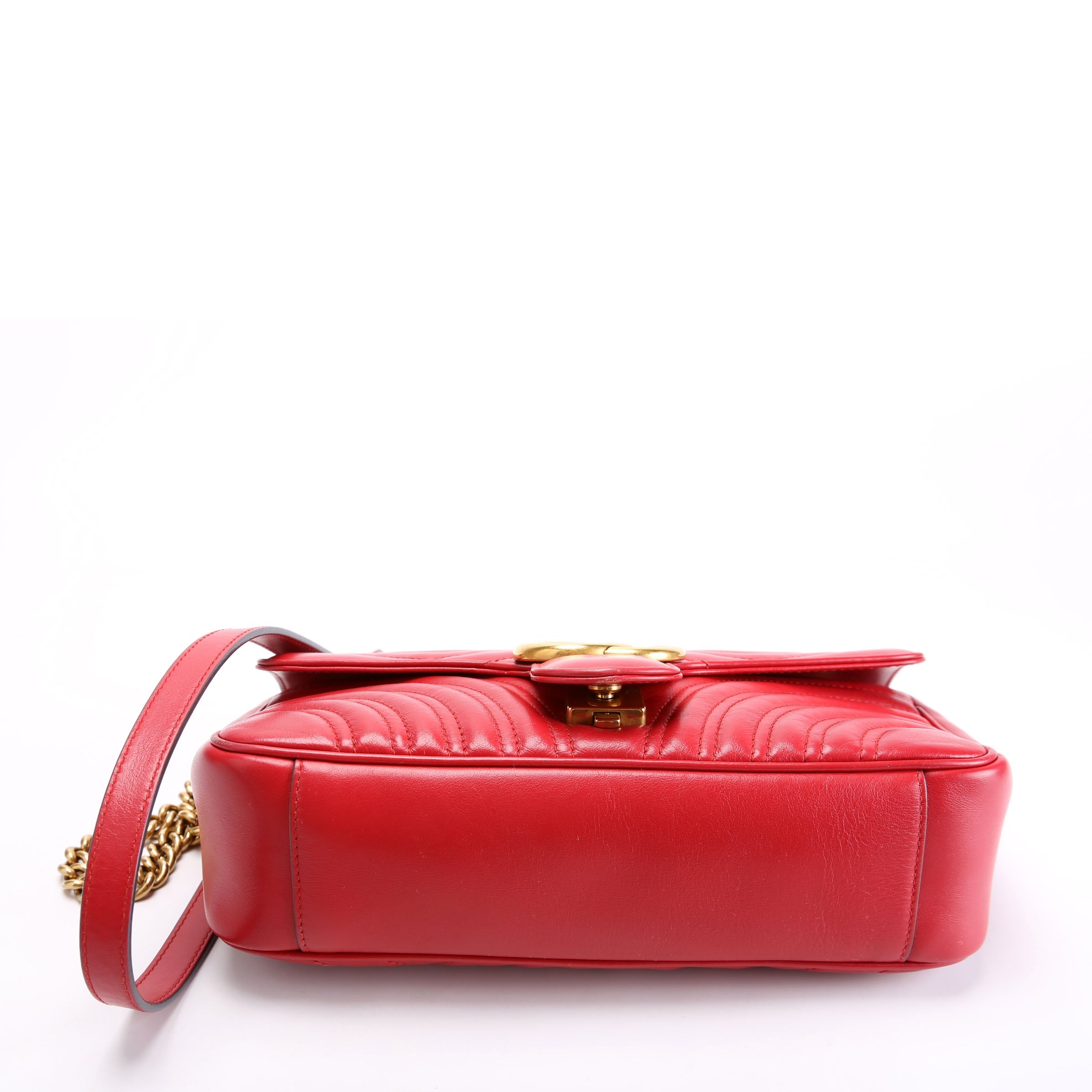 Gucci 443497 Marmont Leather Shoulder Small Flap Red