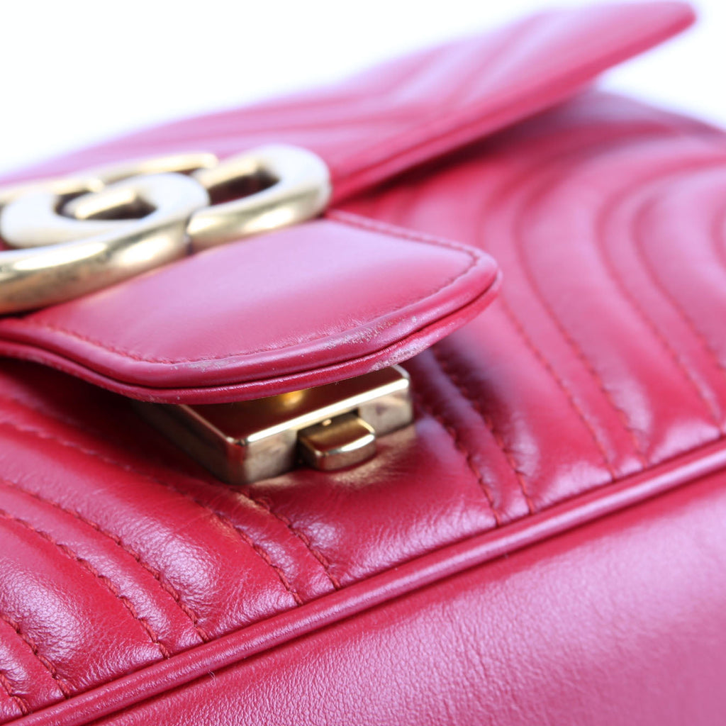 Gucci 443497 Marmont Leather Shoulder Small Flap Red