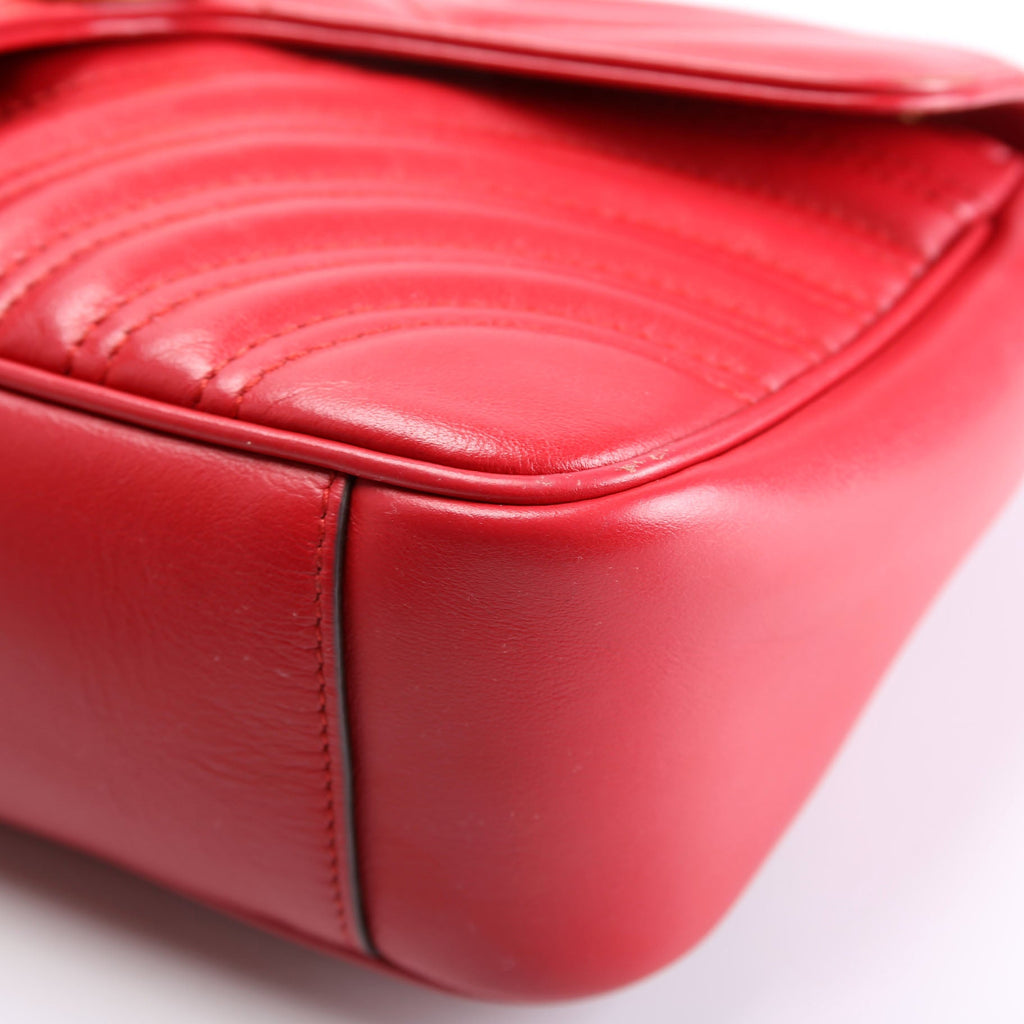 Gucci 443497 Marmont Leather Shoulder Small Flap Red