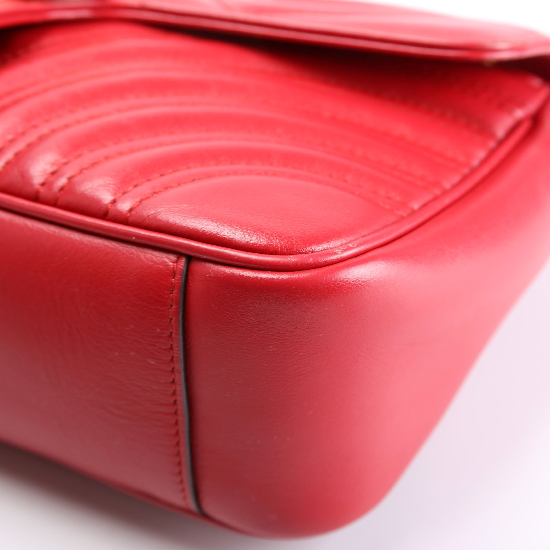 Gucci 443497 Marmont Leather Shoulder Small Flap Red