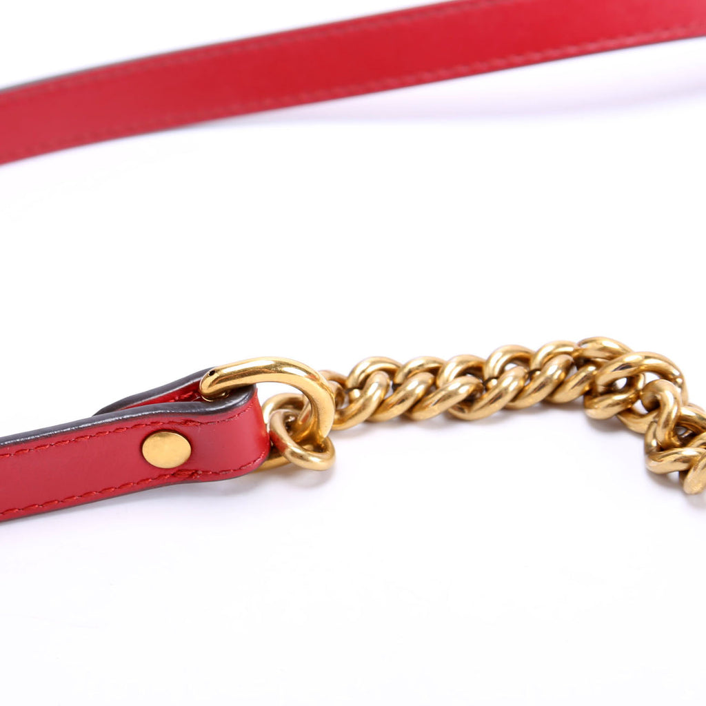 Gucci 443497 Marmont Leather Shoulder Small Flap Red