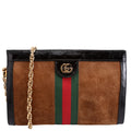 503877 Ophidia Suede Shoulder Small Brown/Black