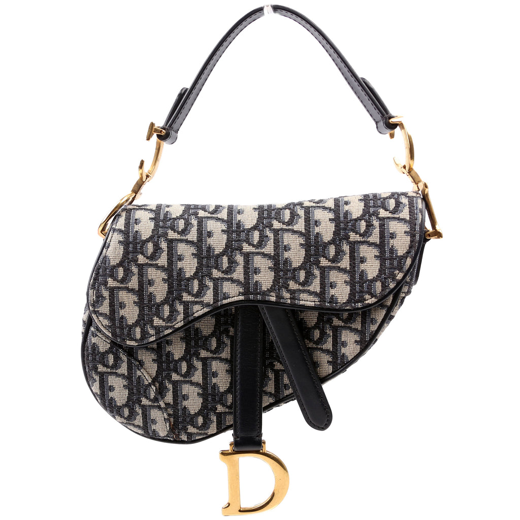 Dior Mini Saddle Bag Oblique Navy