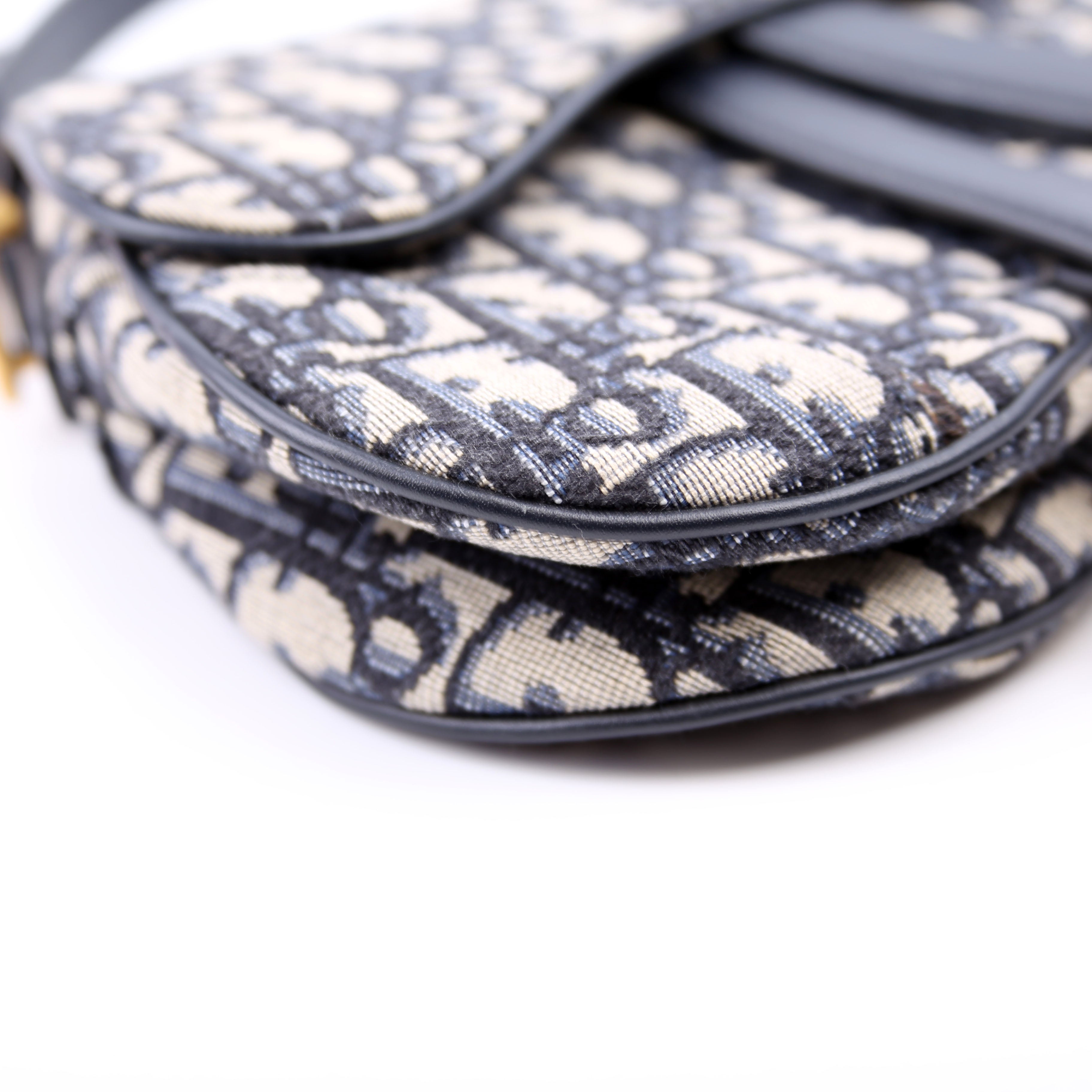 Dior Mini Saddle Bag Oblique Navy