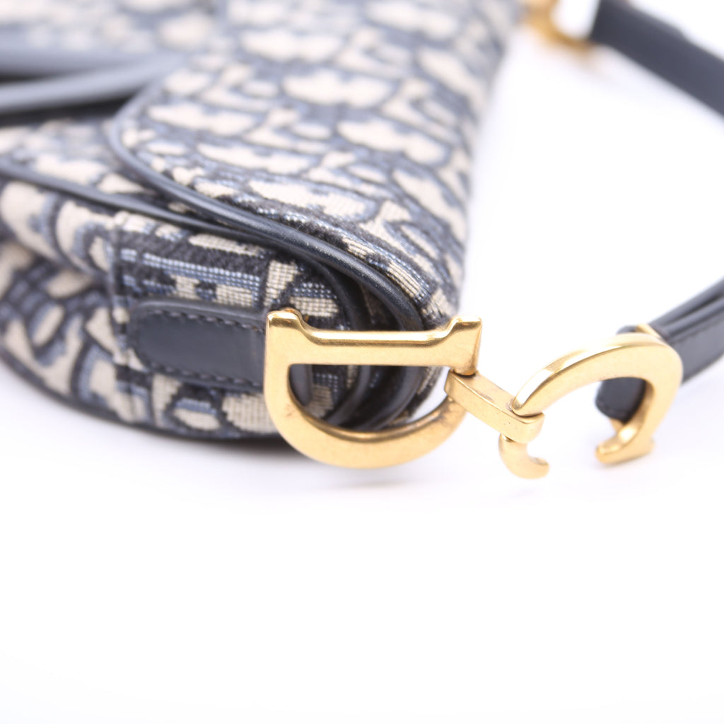 Dior Mini Saddle Bag Oblique Navy