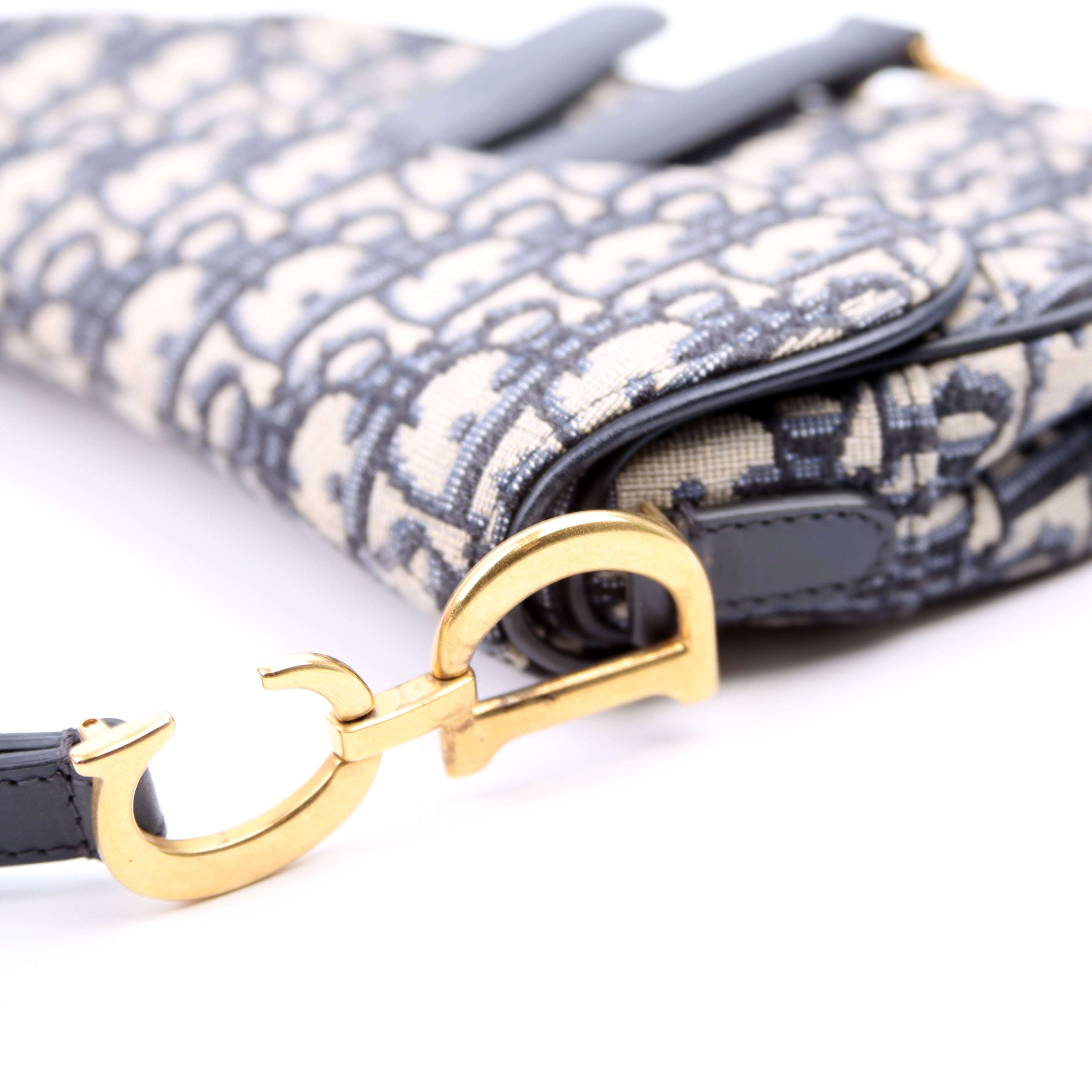 Dior Mini Saddle Bag Oblique Navy
