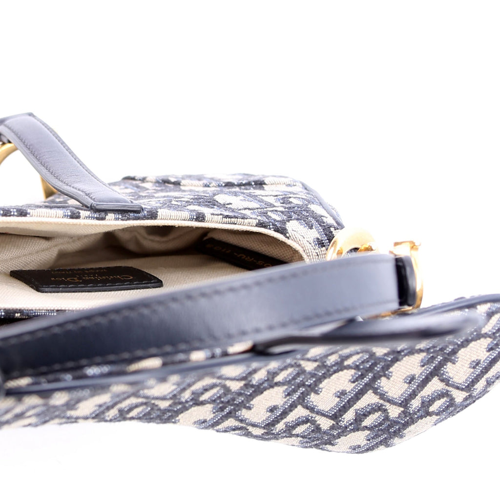 Dior Mini Saddle Bag Oblique Navy