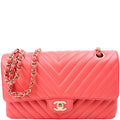 Classic Flap Medium Chevron Lambskin 27M Salmon