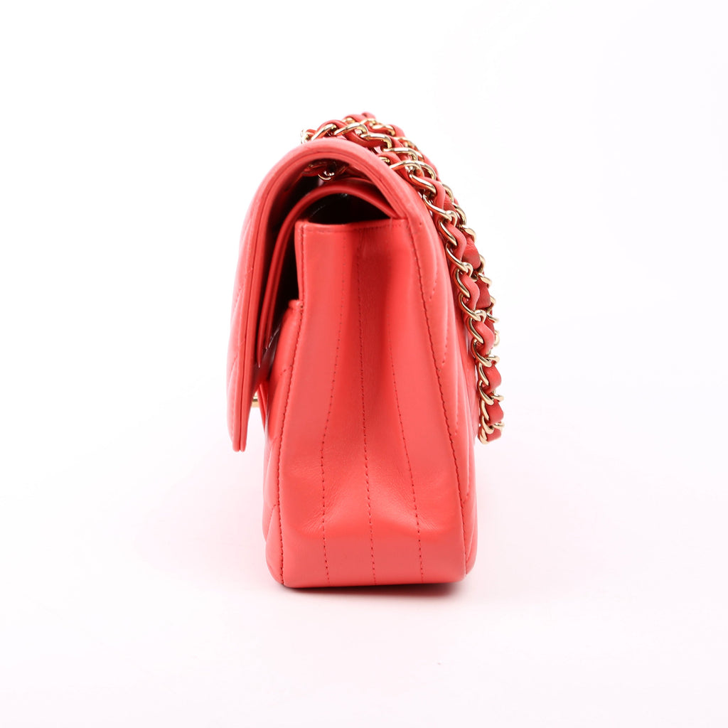 Classic Flap Medium Chevron Lambskin 27M Salmon