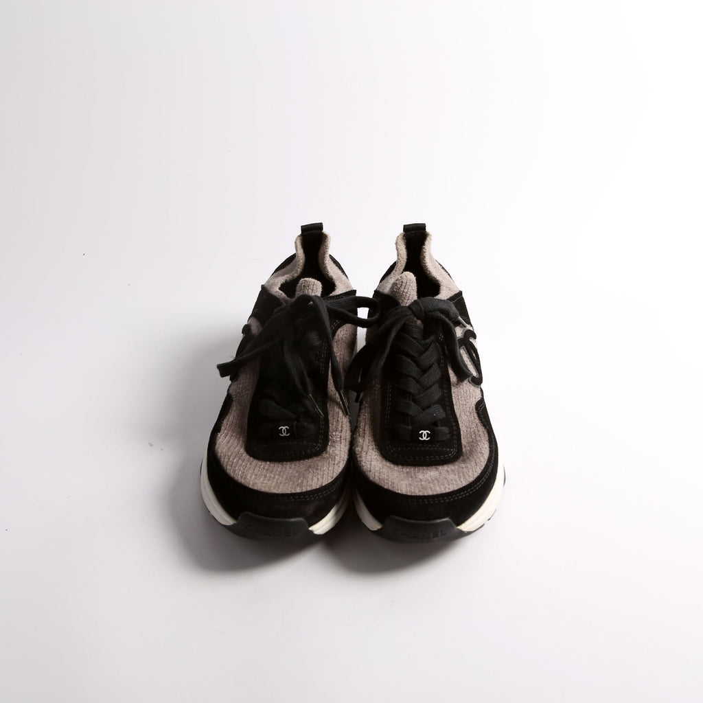 Knit Fabric Sneakers Size 38 Black/Gray