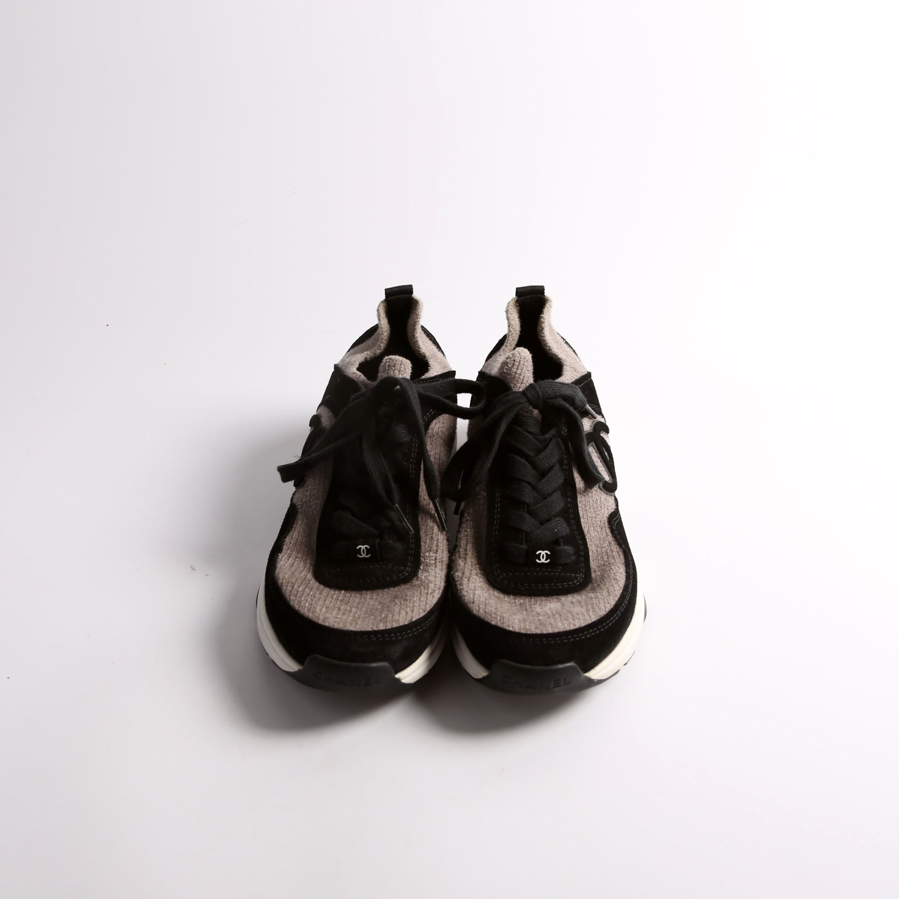 Knit Fabric Sneakers Size 38 Black/Gray