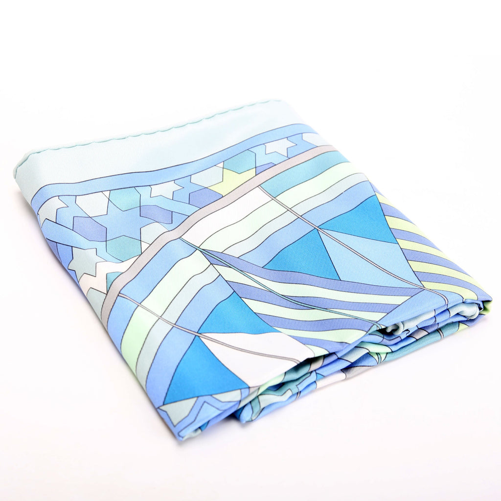 Rose De Compas Silk 70 Scarf Blue/Multicolor