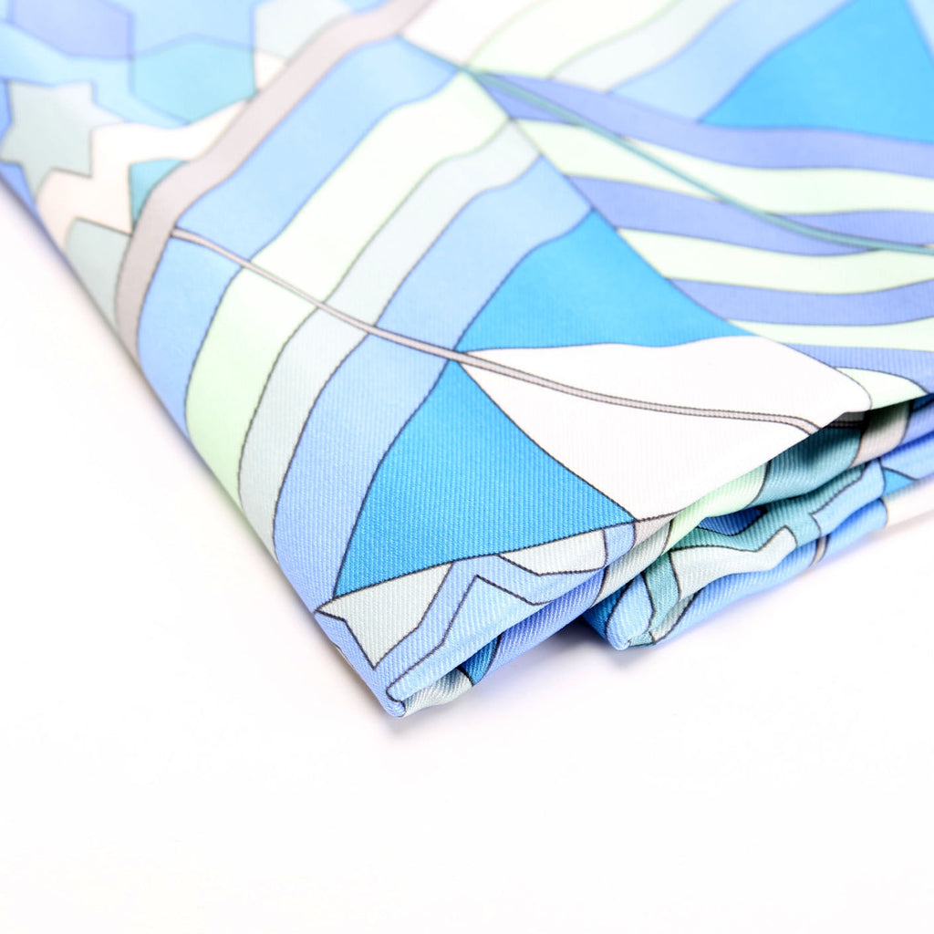 Rose De Compas Silk 70 Scarf Blue/Multicolor